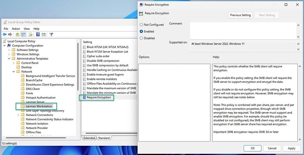 Windows 11 require encryption group policy